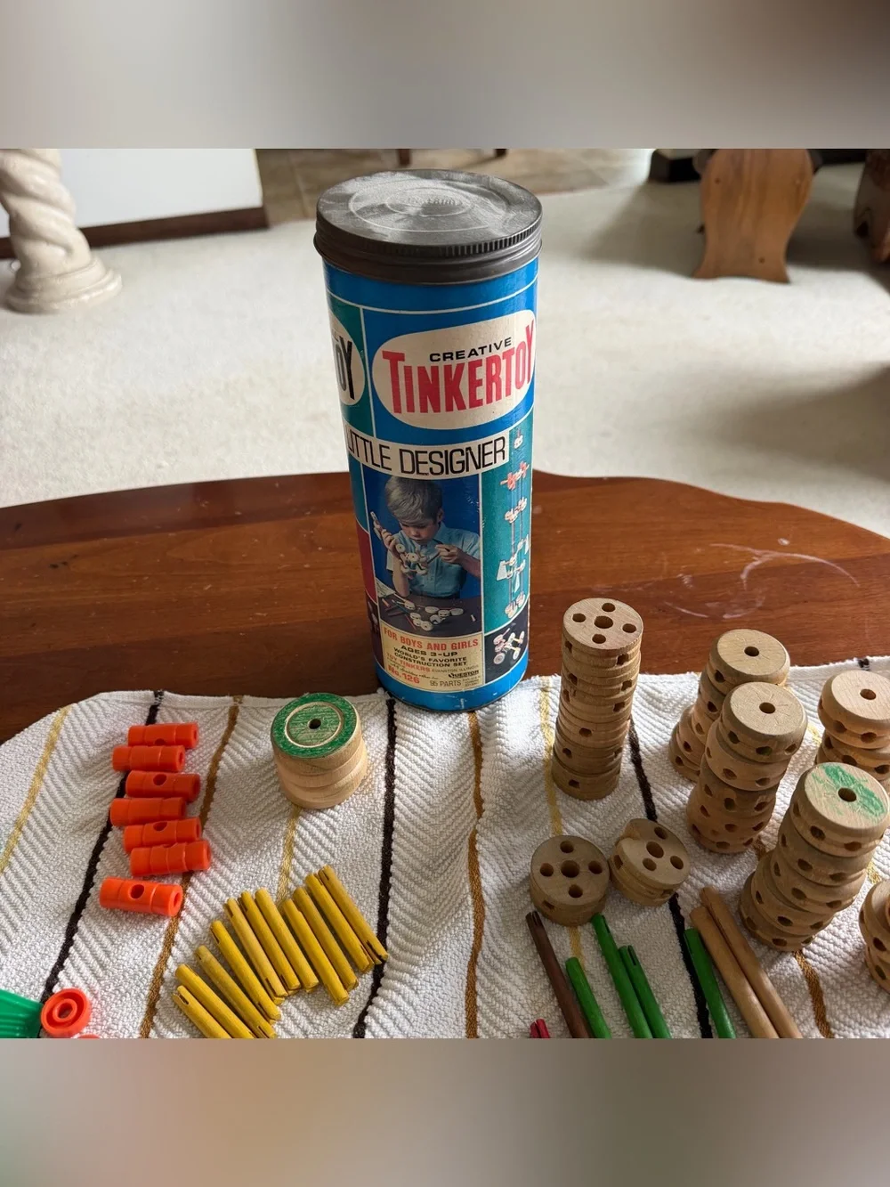 Tinkertoy Little Designer Classic Wooden Construction Set - Blue